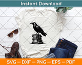 Raven On A Stack Of Books Halloween Svg Png Dxf Digital Cutting File