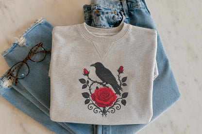 Raven Red Rose Embroidery Design