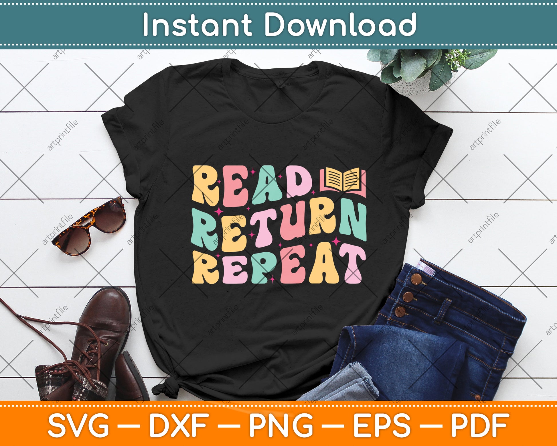 Read Return Repeat Funny Librarian Svg Digital Cutting File