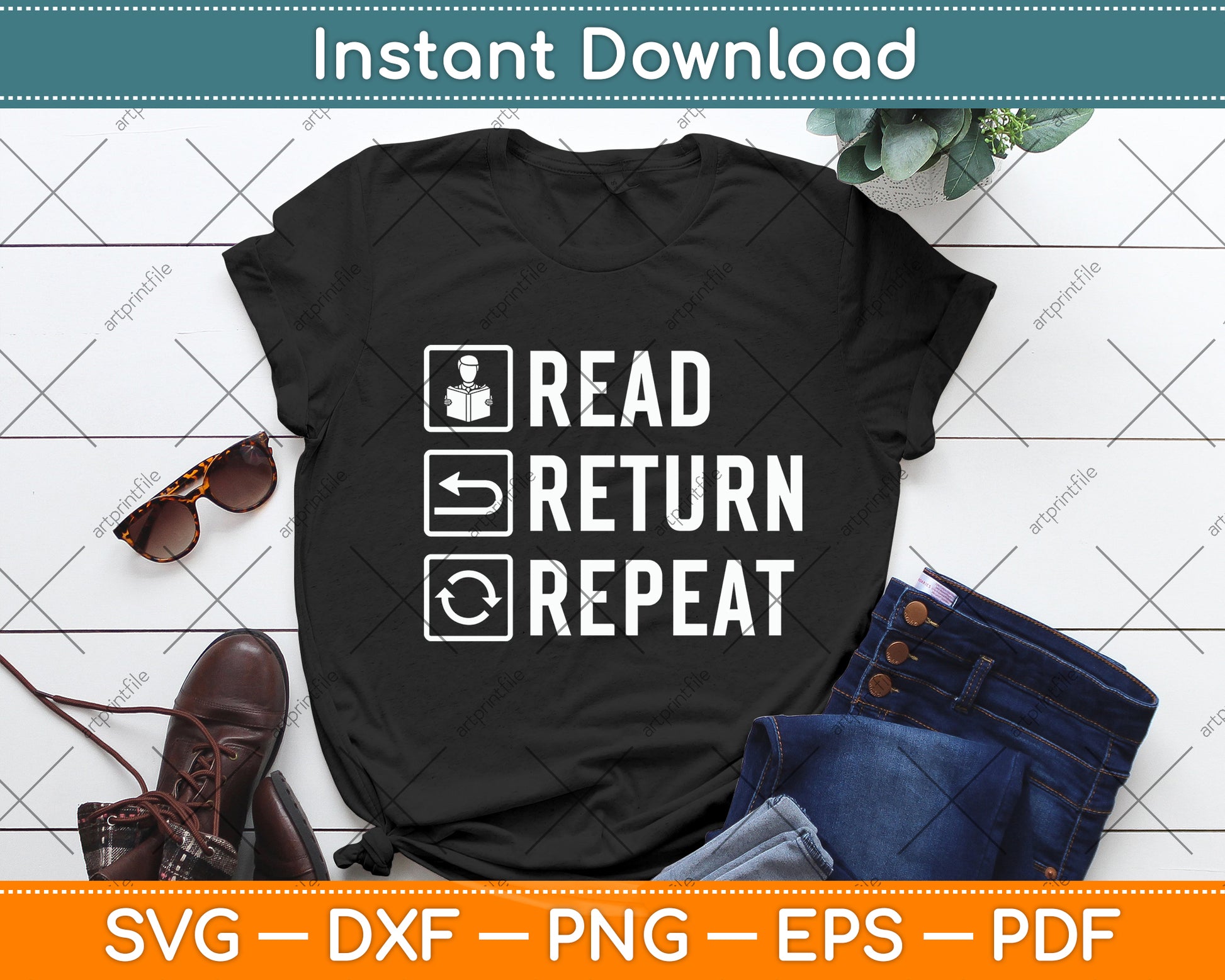 Read Return Repeat Svg Digital Cutting File