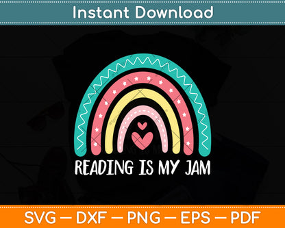 Reading Is My Jam Cute Rainbow Svg Digital Cutting File