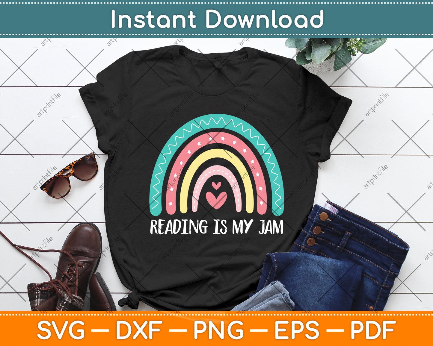 Reading Is My Jam Cute Rainbow Svg Digital Cutting File