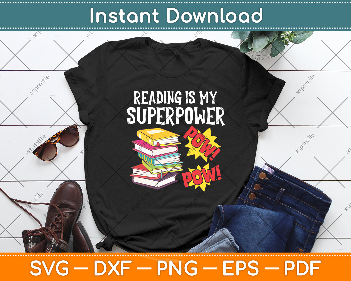 Reading Is My Superpower Funny Book Svg Digital Cutting File