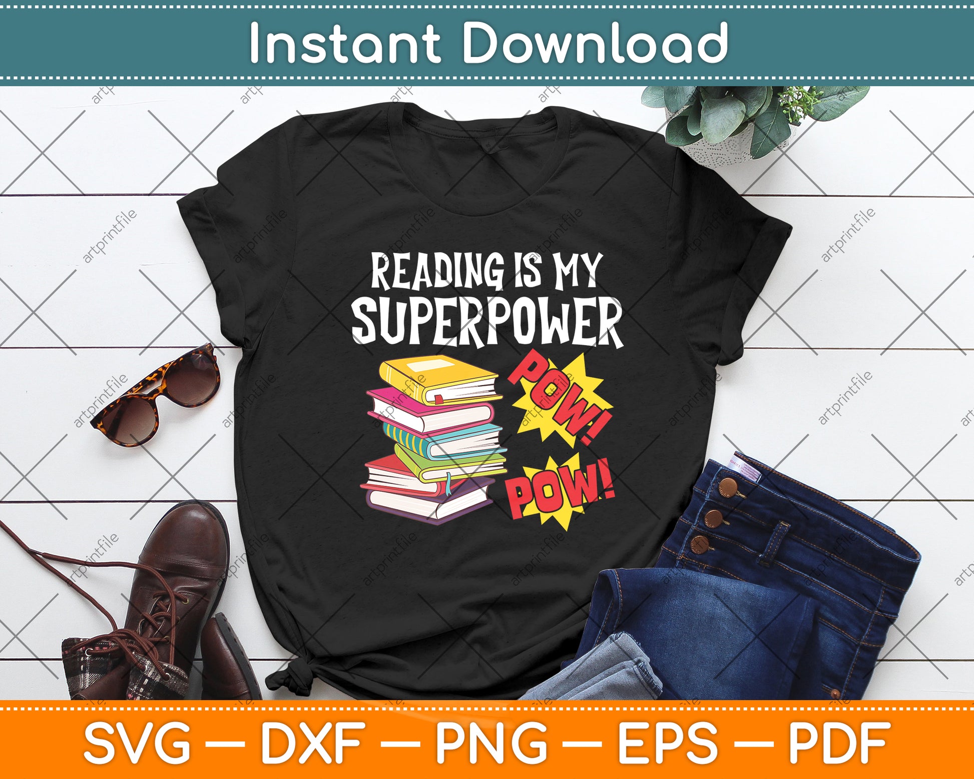 Reading Is My Superpower Funny Book Svg Digital Cutting File