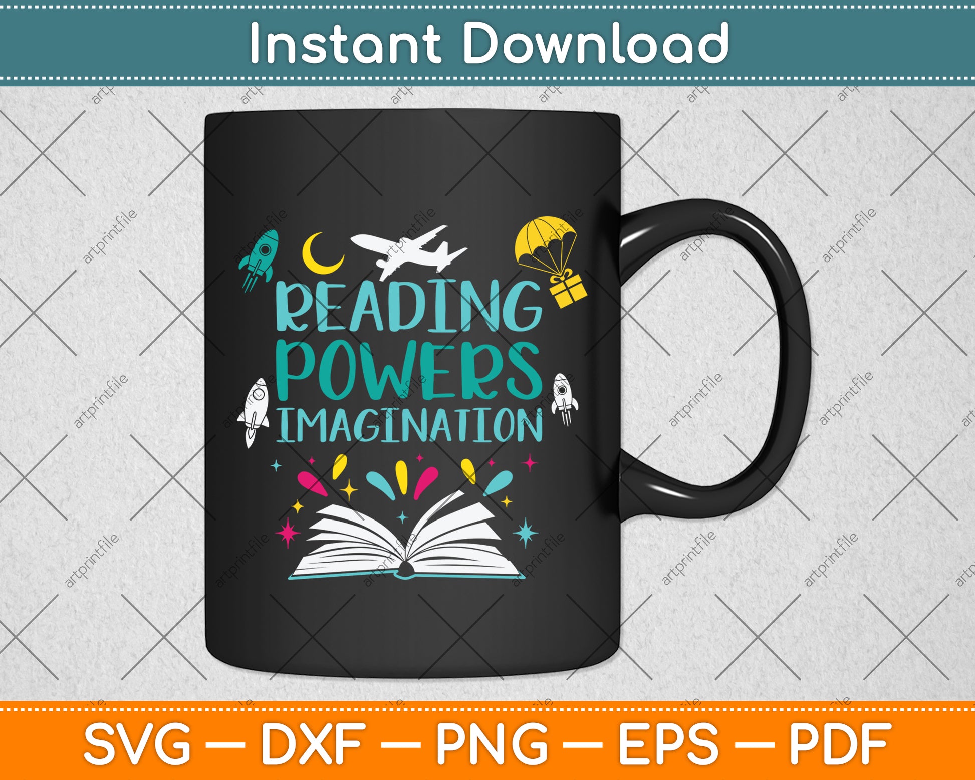 Reading Powers Imagination Books Teacher Svg Digital Cutting File