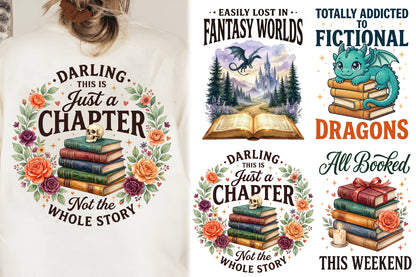 Reading Books Sublimation PNG Bundle | Book Lover Designs