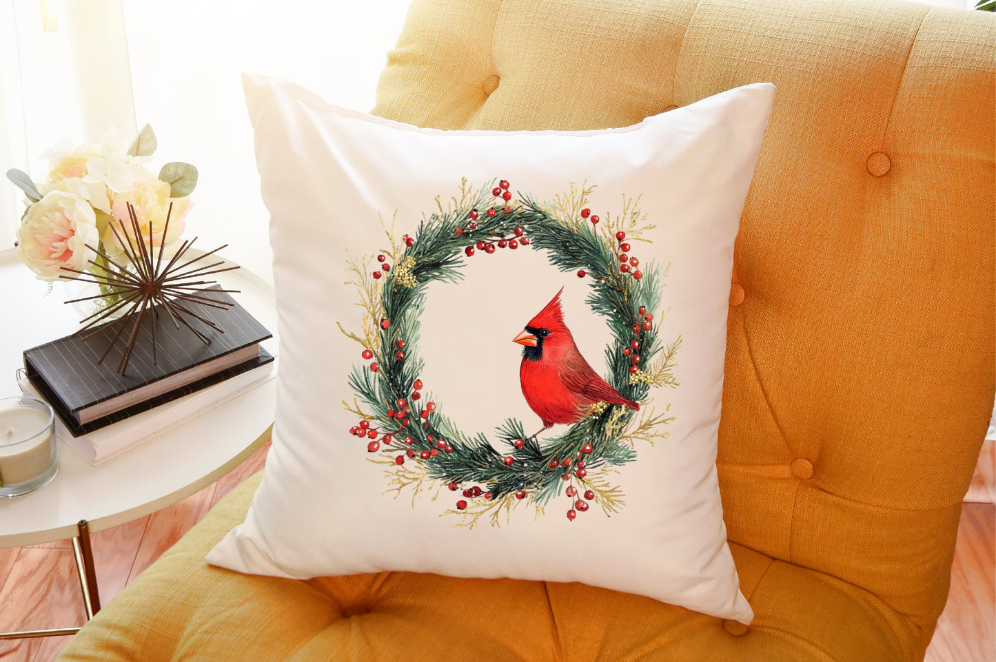 Red Cardinals Christmas Watercolor Clipart Holiday PNG Bundle