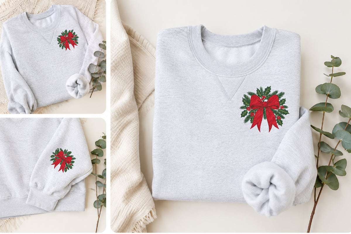 Christmas Bow Embroidery Design