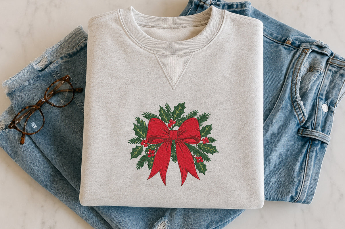 Christmas Bow Embroidery Design