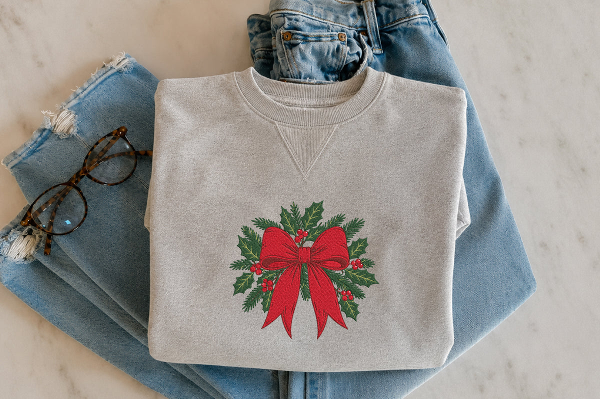 Christmas Bow Embroidery Design