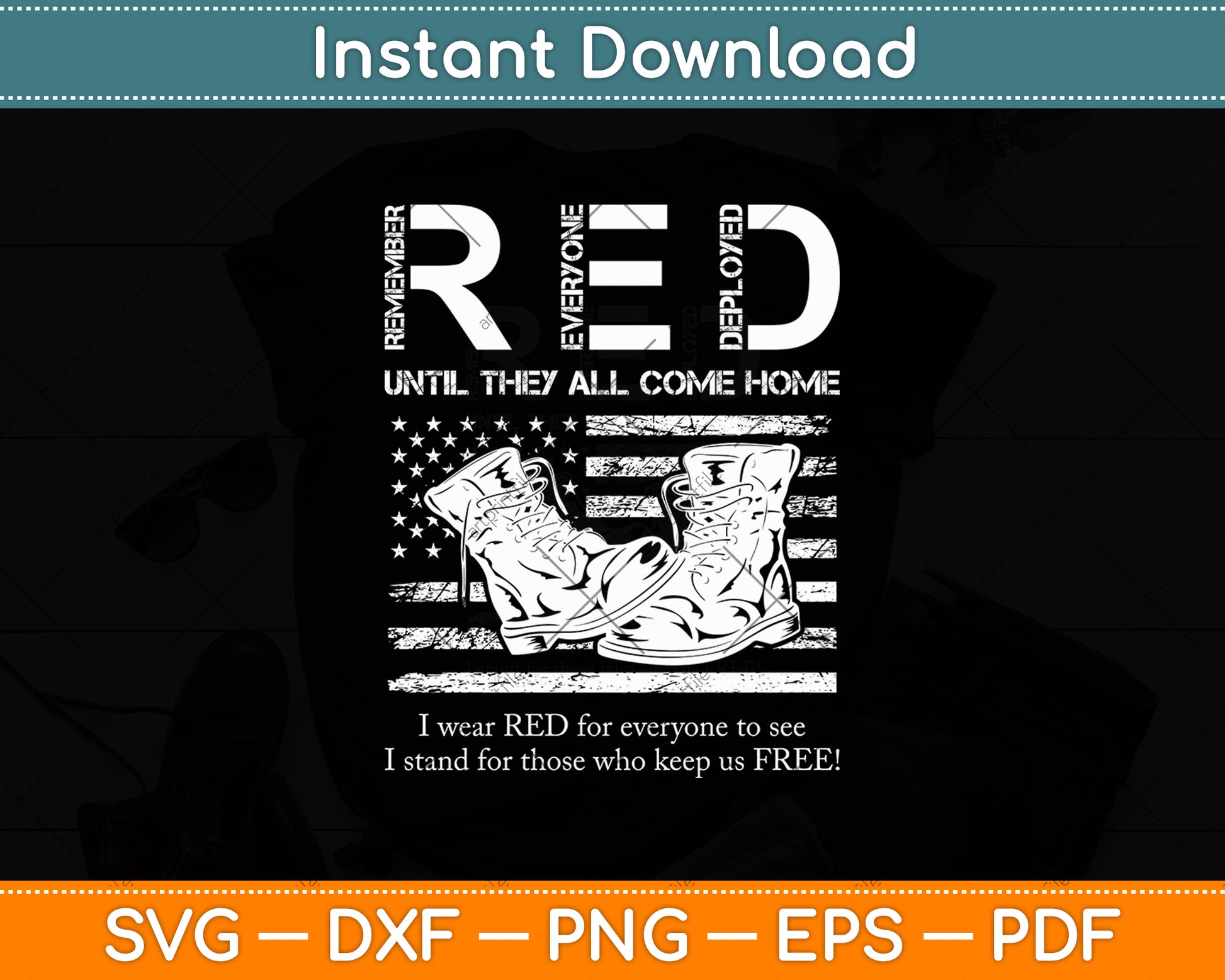 Red Friday Military Until They Come Home My Soldier US Flag Svg Digital Cutting File