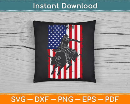 Redeo Bull Rider Patriotic American Flag Cowboy SVG Digital Cutting File