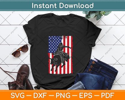 Rodeo Bull Rider Patriotic American Flag Cowboy SVG Cutting File