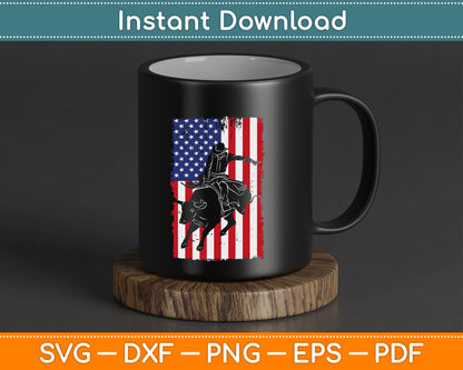 Redeo Bull Rider Patriotic American Flag Cowboy SVG Digital Cutting File