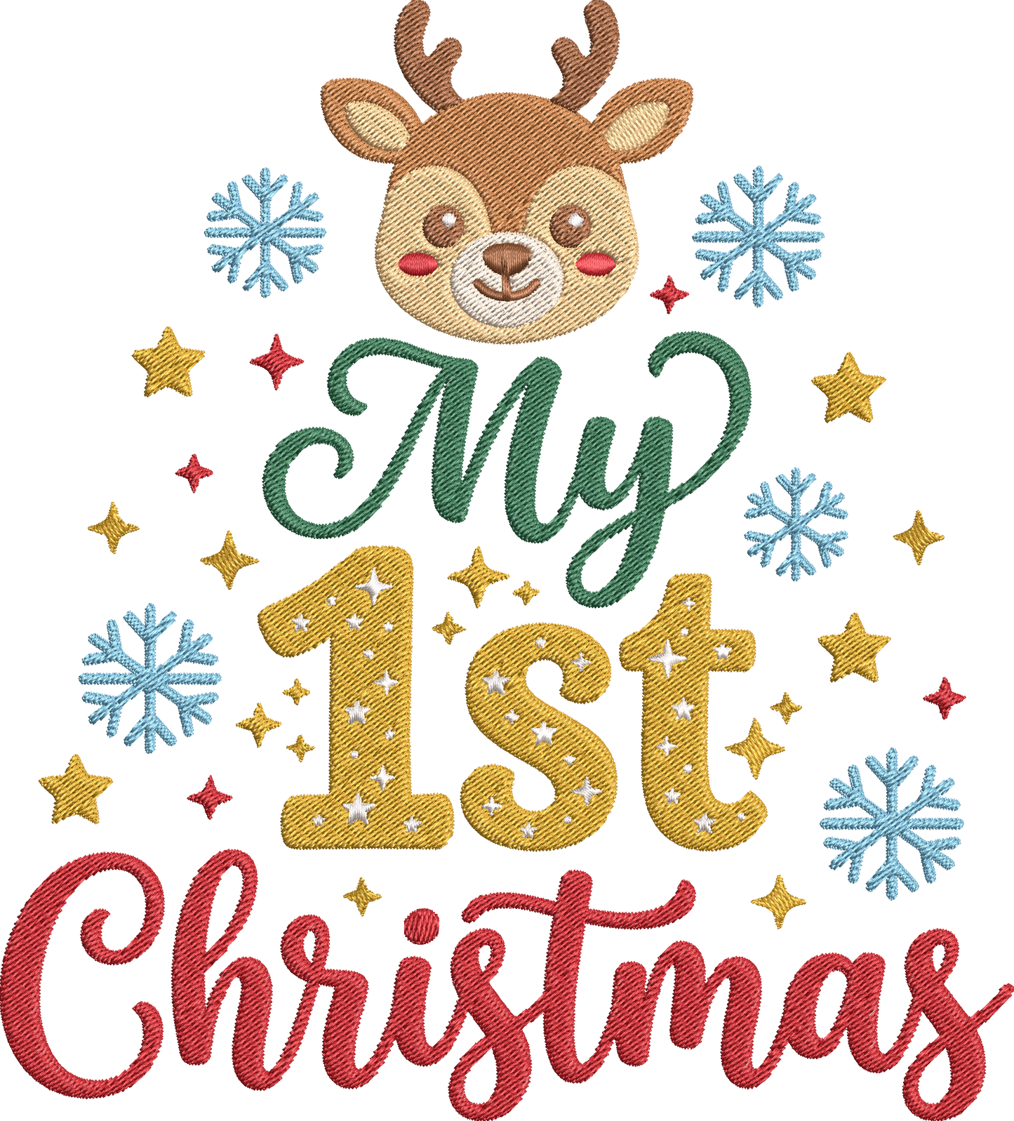 Reindeer Baby Christmas Embroidery Design – Cute Baby Reindeer Machine Embroidery Pattern, Festive Christmas Embroidery Design