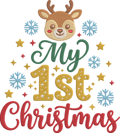 Reindeer Baby Christmas Embroidery Design – Cute Baby Reindeer Machine Embroidery Pattern, Festive Christmas Embroidery Design
