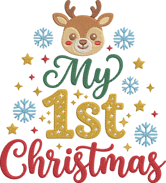 Reindeer Baby Christmas Embroidery Design – Cute Baby Reindeer Machine Embroidery Pattern, Festive Christmas Embroidery Design