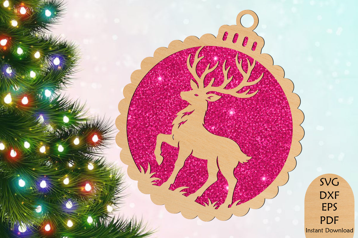 Reindeer Christmas Ornament Laser Cut SVG File