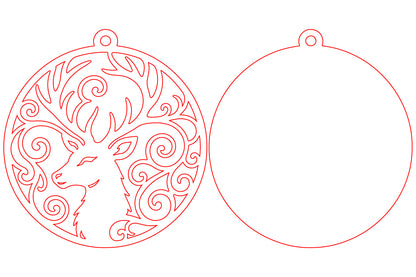 Reindeer Christmas Ornament Laser Cut SVG