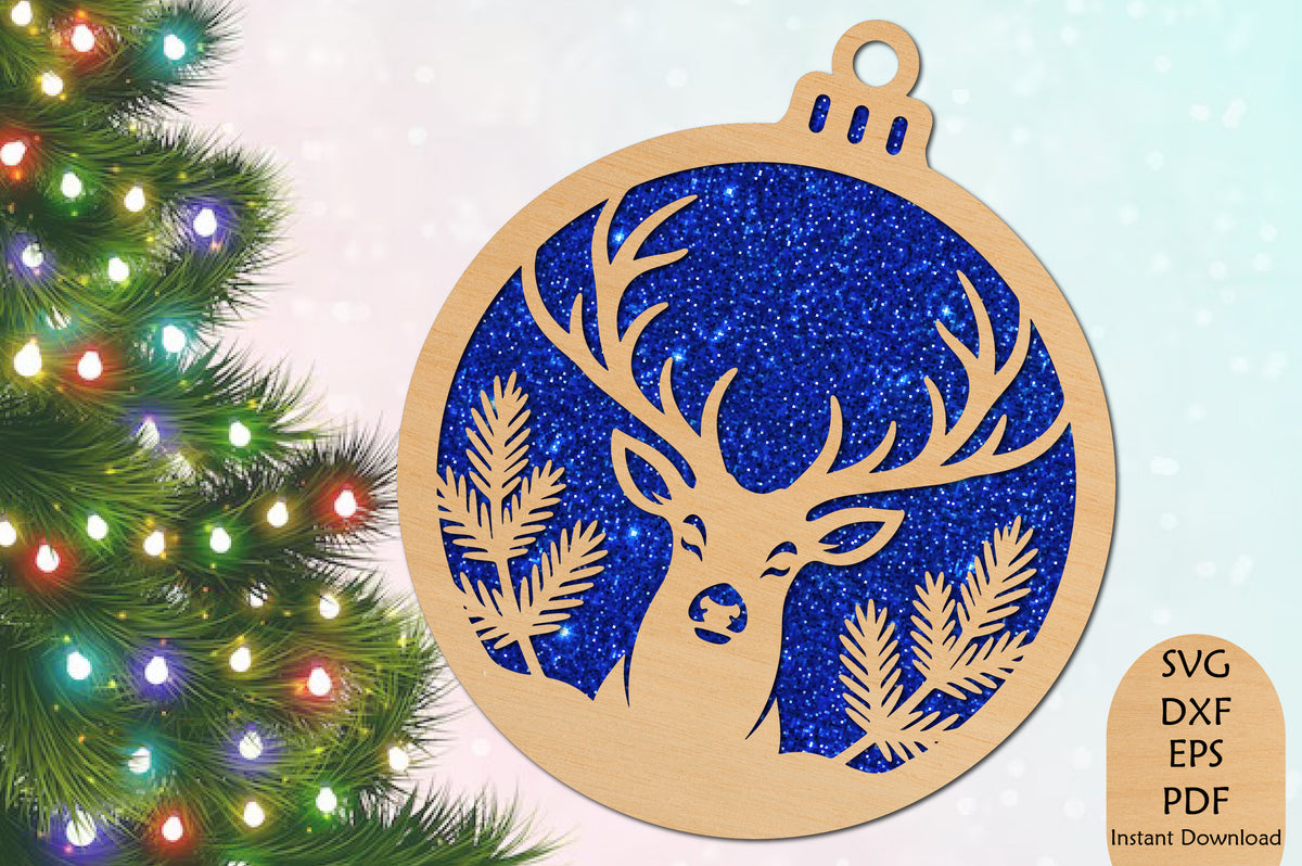 Reindeer Christmas Ornament Laser Cut SVG File