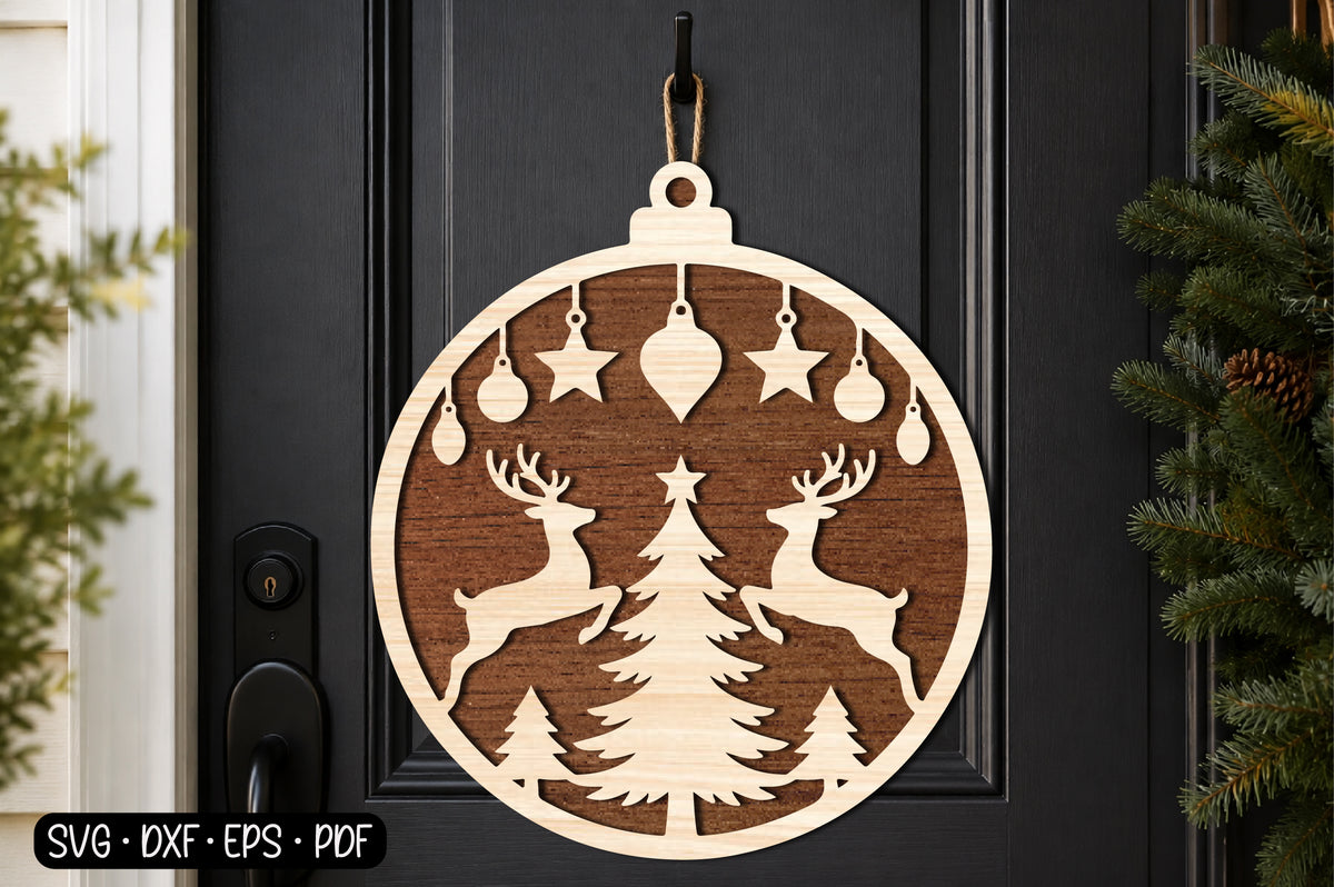 Reindeer Christmas Ornament SVG | Christmas Deer Laser Cut Design