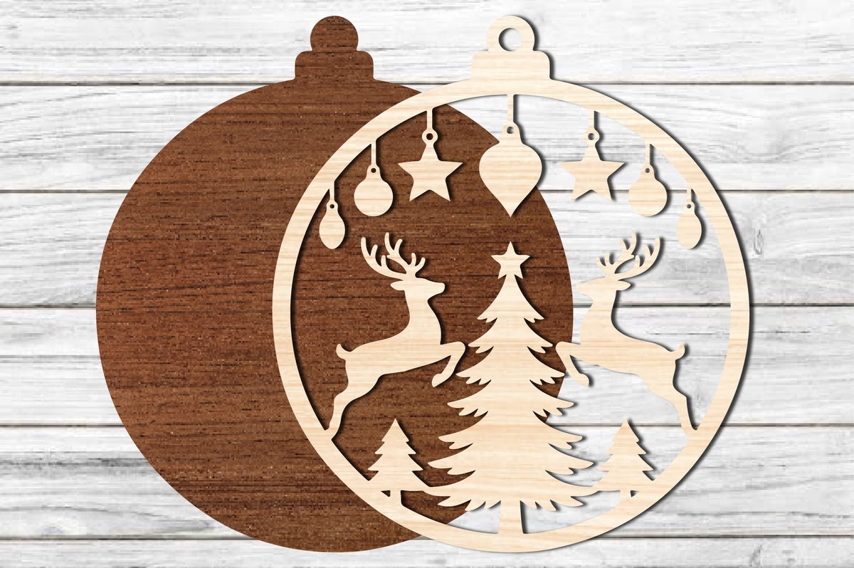 Reindeer Christmas Ornament SVG | Christmas Deer Laser Cut Design