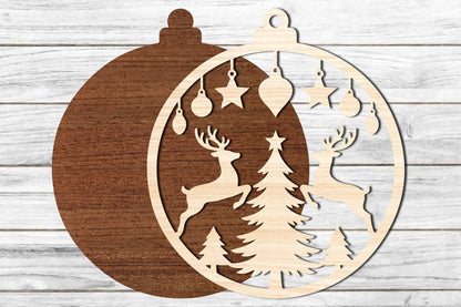 Reindeer Christmas Ornament SVG | Christmas Deer Laser Cut Design