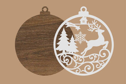 Reindeer Christmas Ornament Laser Cut SVG