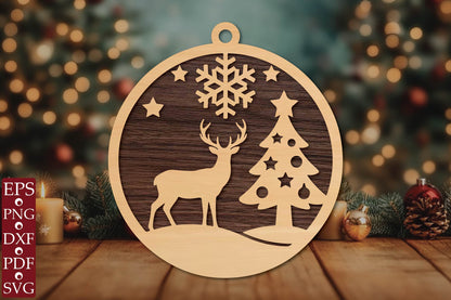 Reindeer Christmas Ornament SVG
