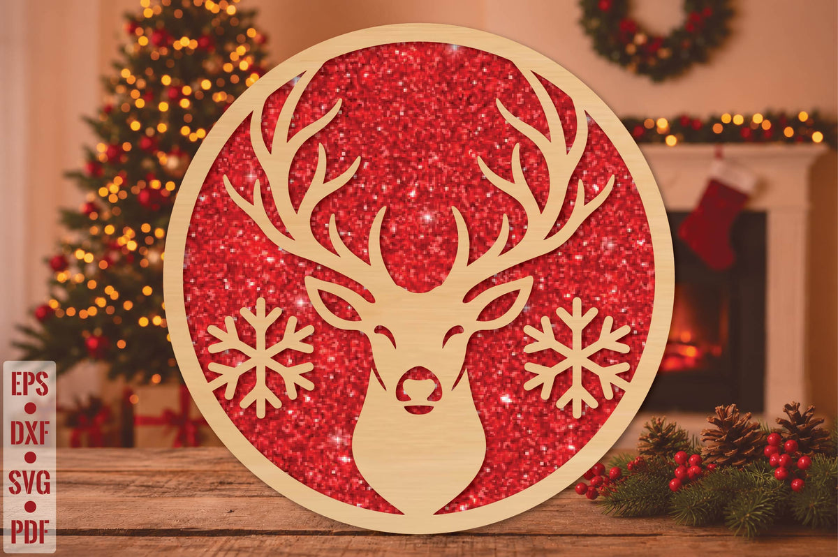 Reindeer Head Laser Cut SVG
