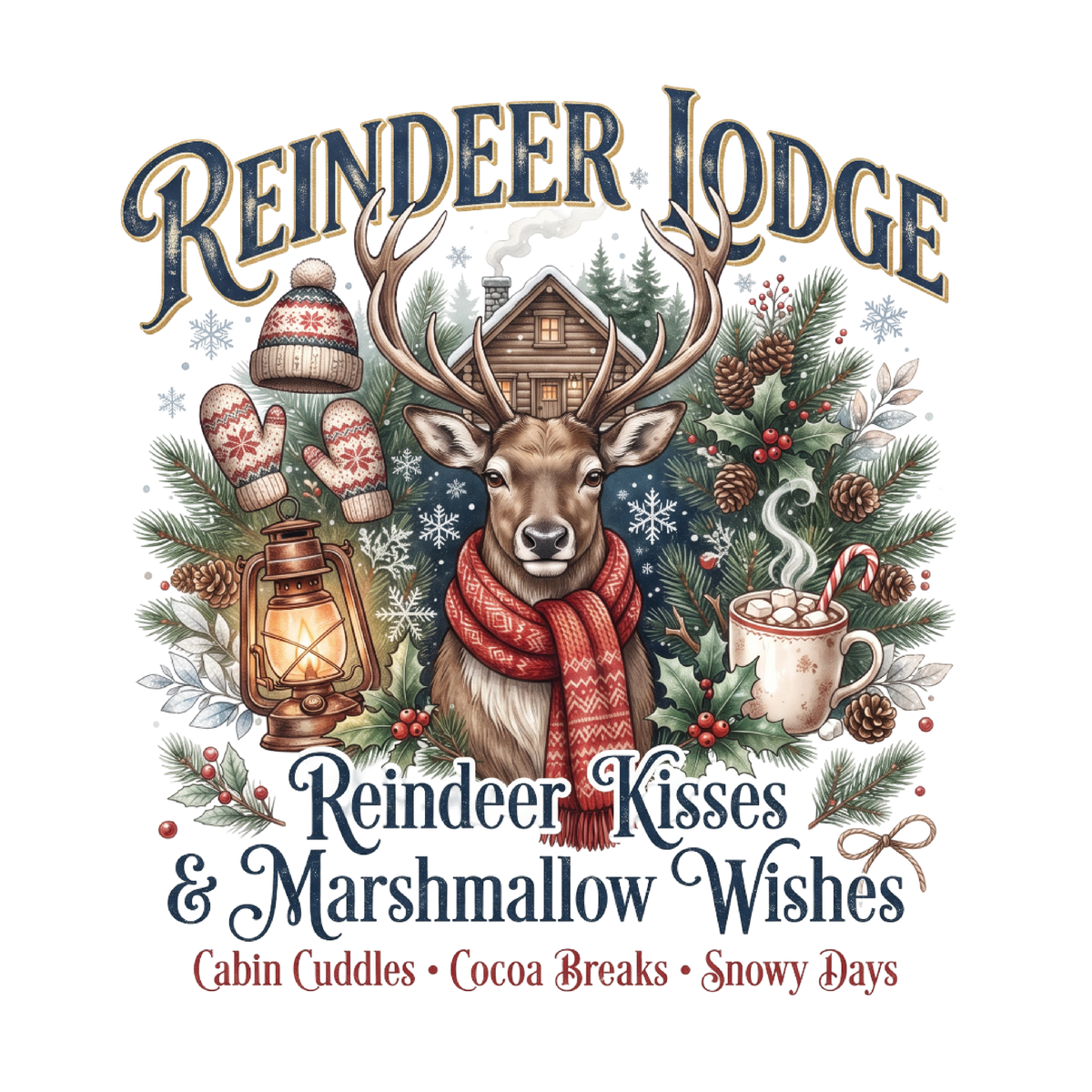 Reindeer Lodge Christmas PNG