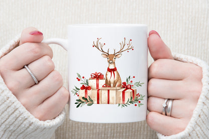 Reindeer Merry Christmas Watercolor Clipart Holiday PNG Bundle