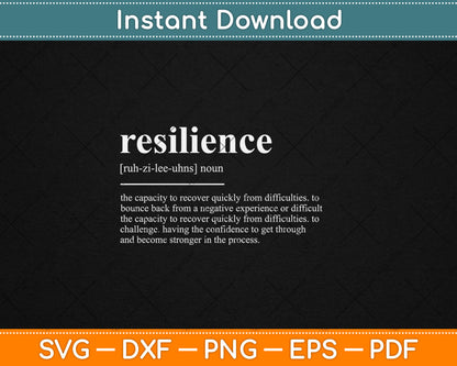 Resilience Definition Dictionary Svg Digital Cutting File
