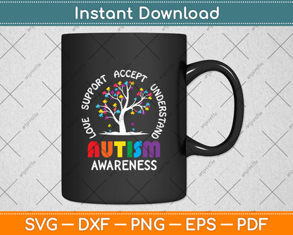 Respect Love Support Inclusion Acceptance Autism Awareness Svg Digital Cutting File