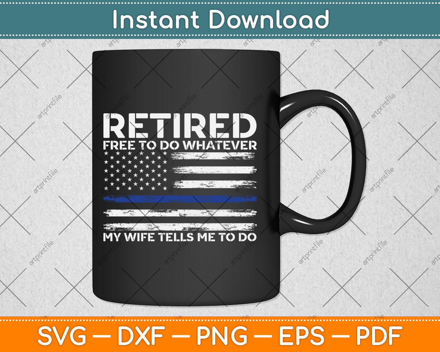 Retired Police Officer Funny Retired Thin Blue Line Svg Digital Cutting File
