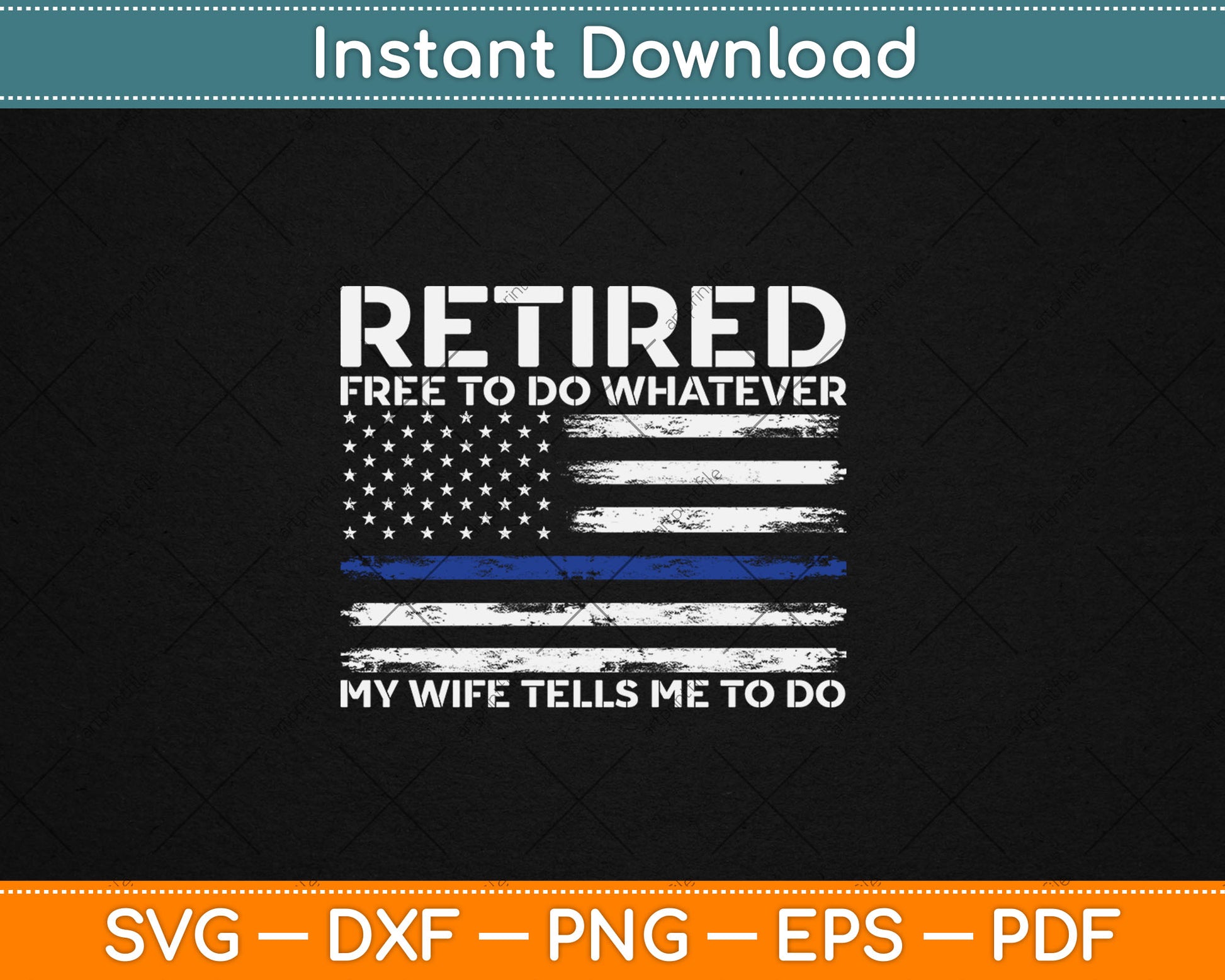 Retired Police Officer Funny Retired Thin Blue Line Svg Digital Cutting File
