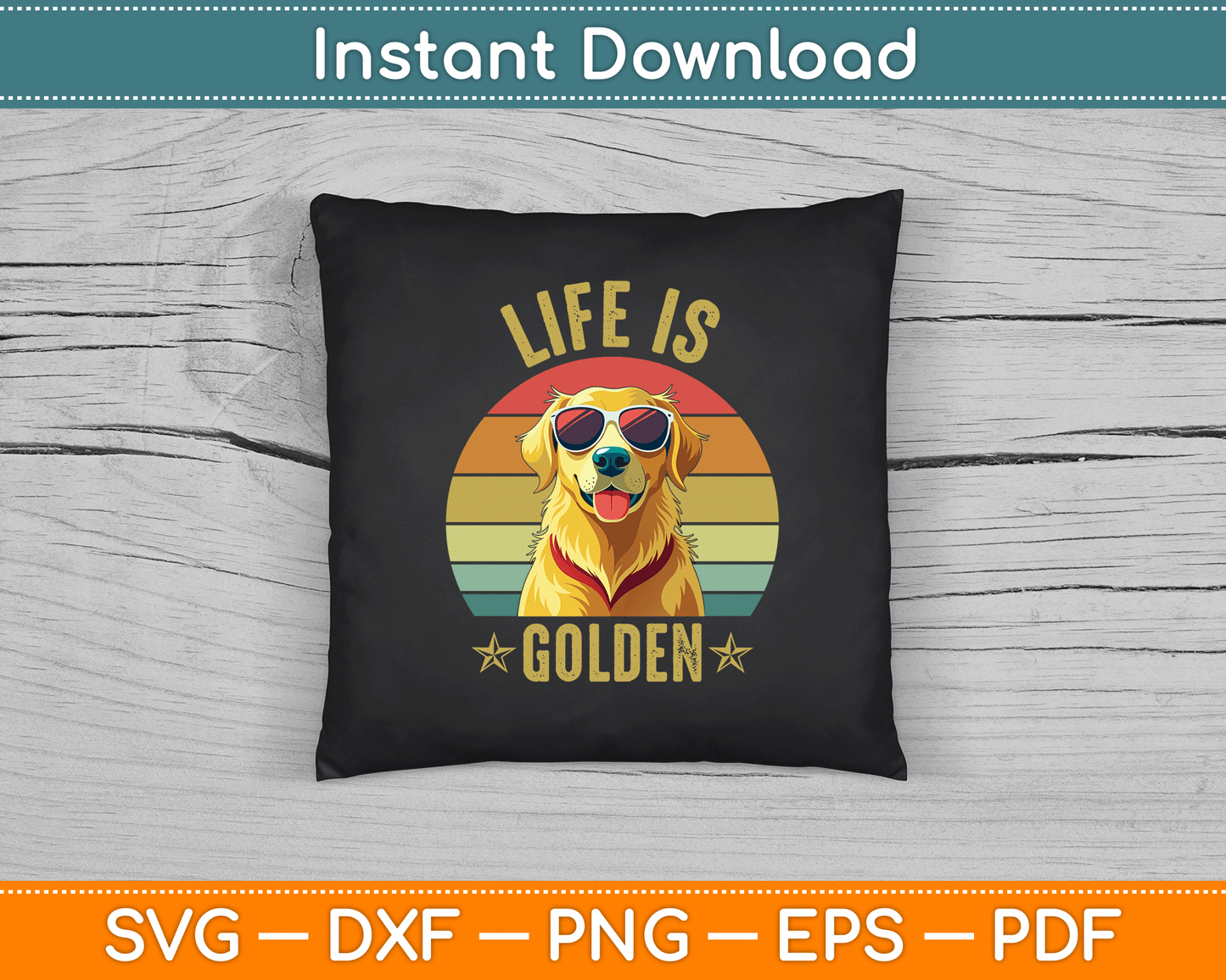 Retro Golden Retriever Funny Dog SVG Digital Cutting File
