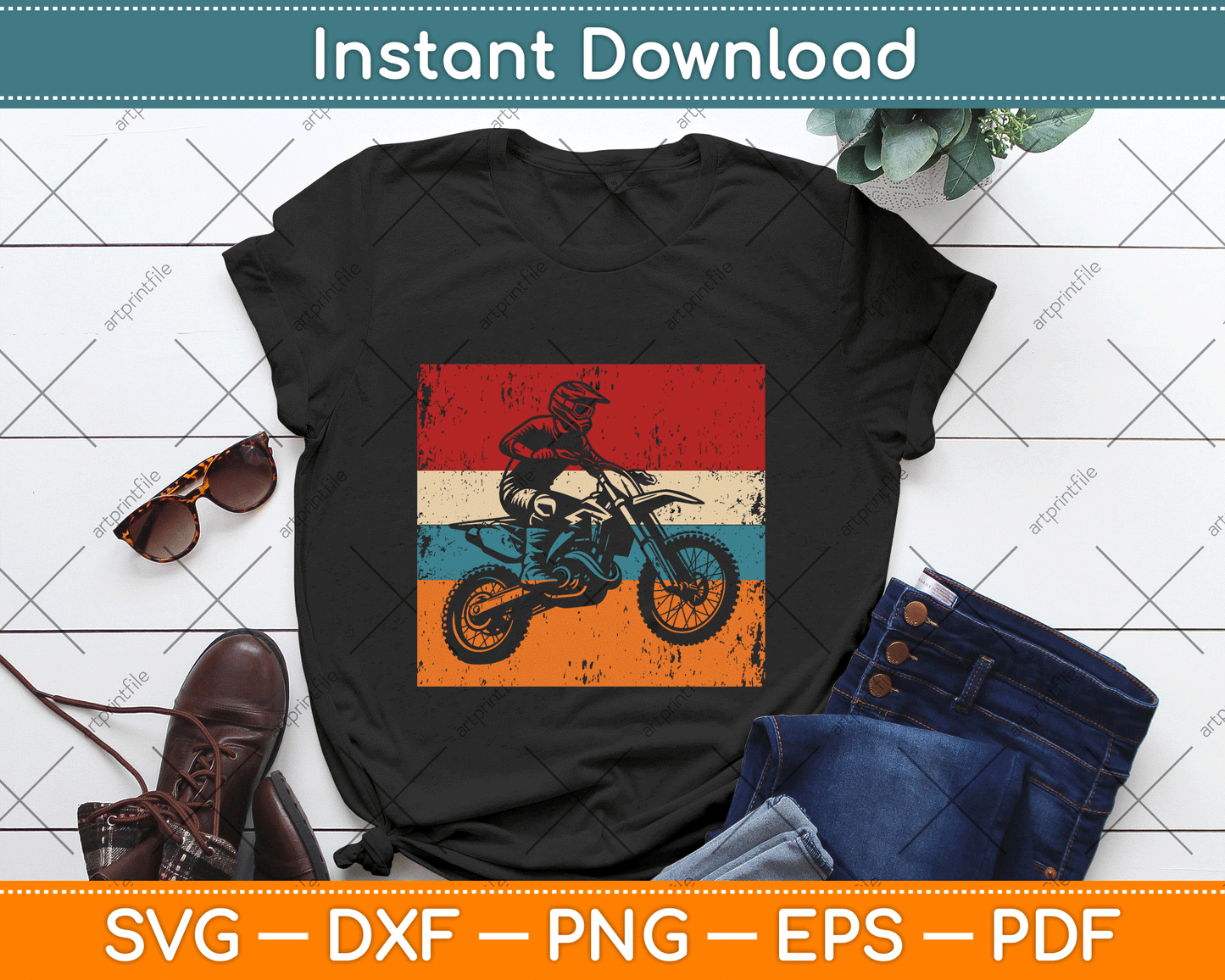 Retro Off Road Motorcycle Motocross Enduro Gift Svg Digital File
