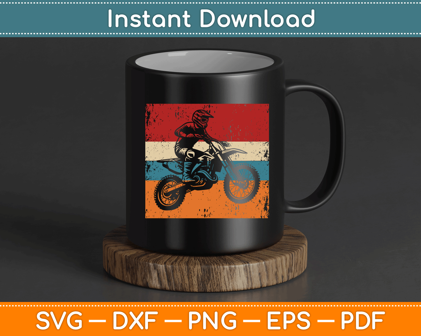 Retro Off Road Motorcycle Motocross Enduro Gift SVG Digital Cutting File