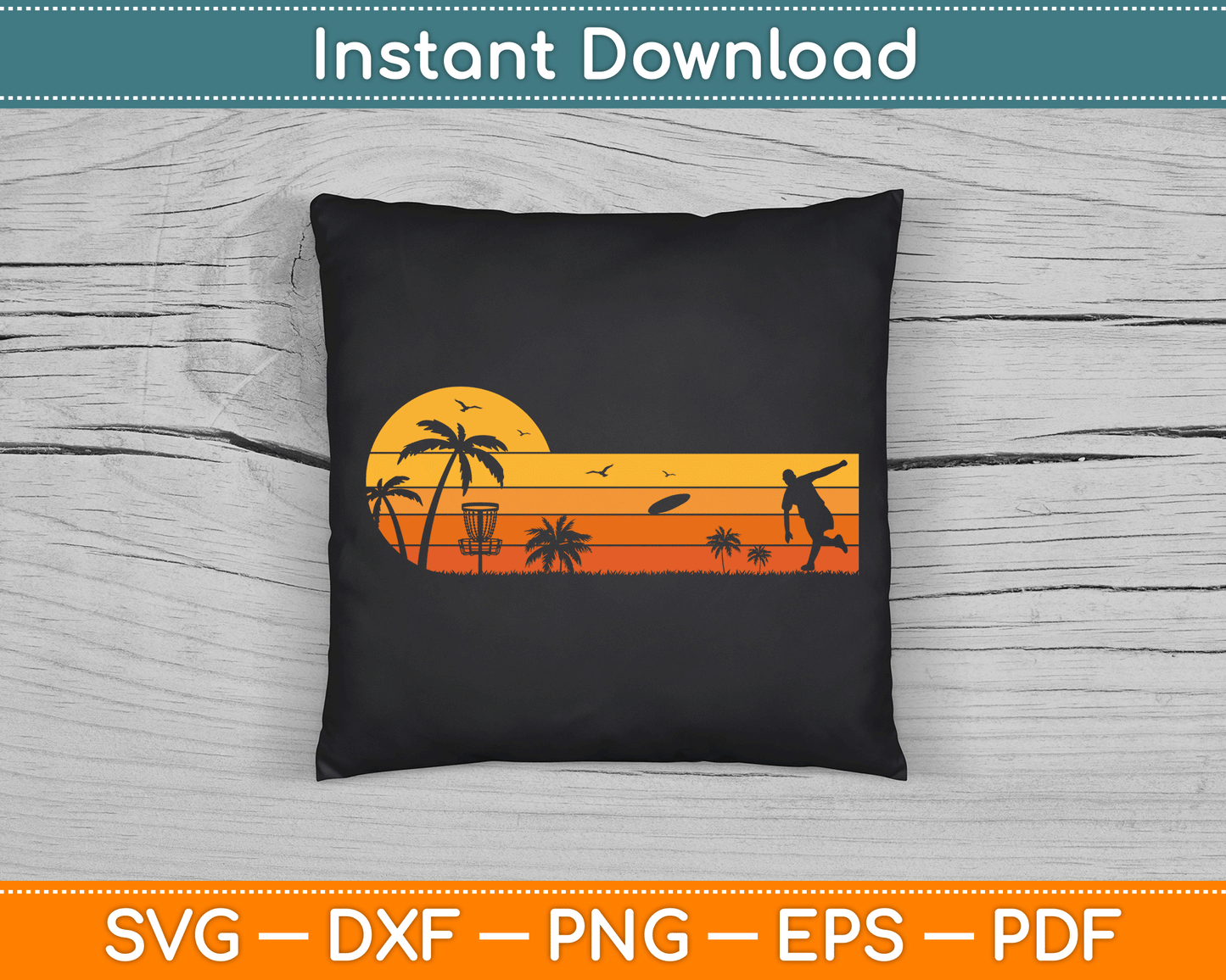 Retro Vintage Frisbee Golf Player SVG Digital Cutting File