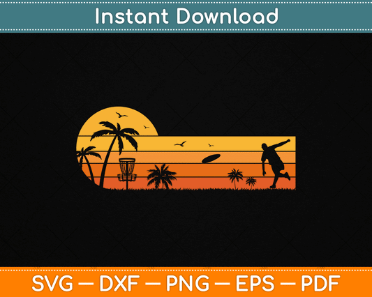 Retro Vintage Frisbee Golf Player SVG Digital Cutting File