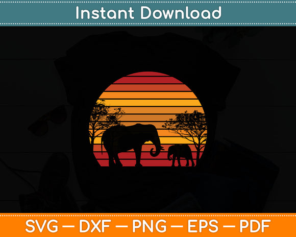 Retro Africa Animal Zoo Keeper Gift Safari Sunset Elephant Svg Digital Cutting File