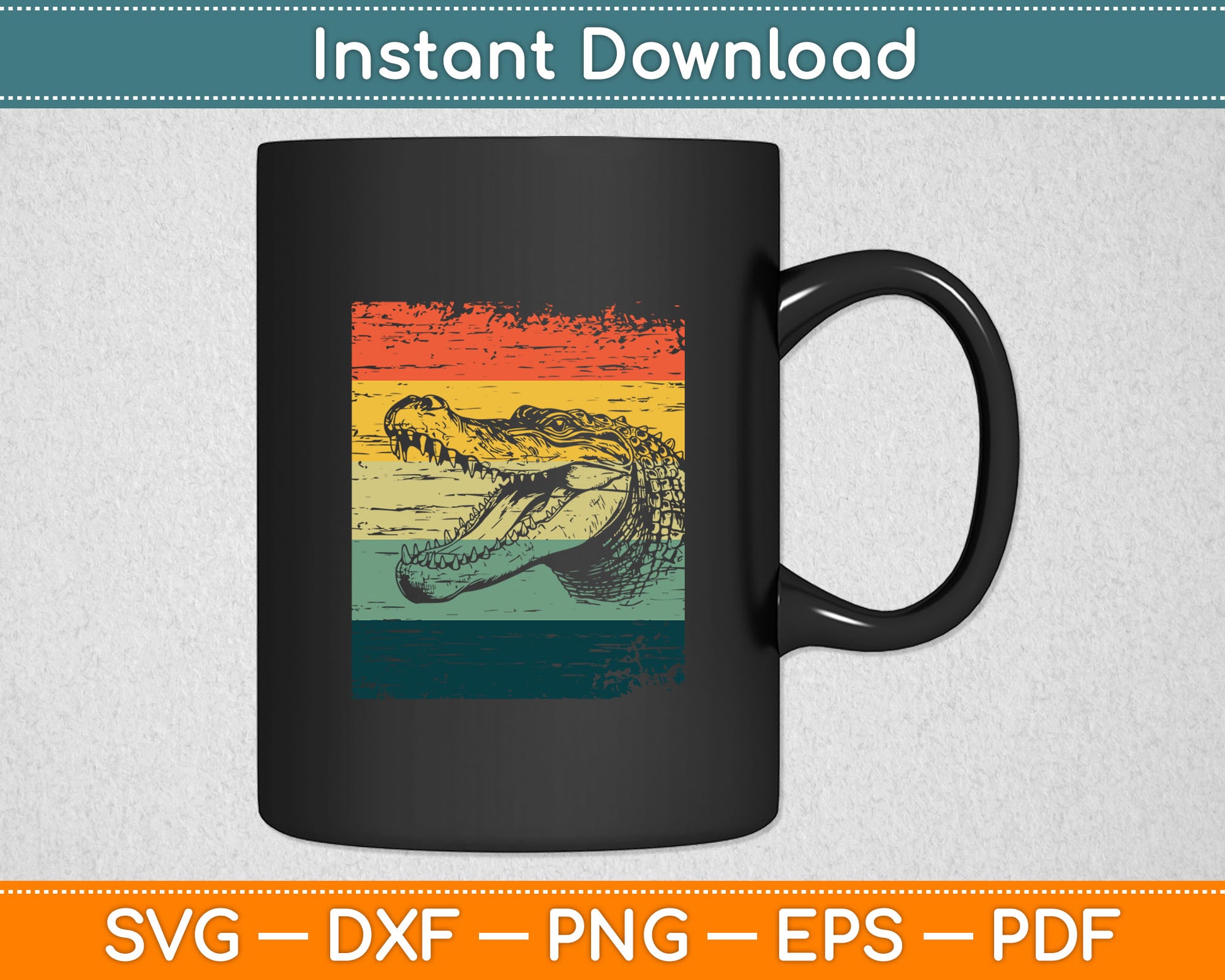 Retro Alligator Gift Vintage Crocodile Svg Digital Cutting File
