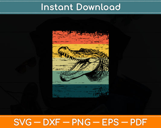 Retro Alligator Gift Vintage Crocodile Svg Digital Cutting File