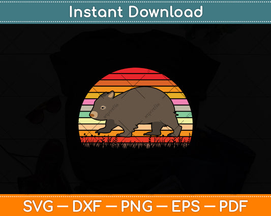 Retro Australian Wombat Lover Svg Png Dxf Digital Cutting File
