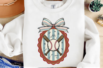 Retro Baseball Coquette Bow PNG, Vintage Baseball Mama Sublimation Design