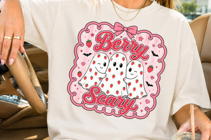 Berry Scary PNG Cute Strawberry Ghost Halloween Sublimation Design
