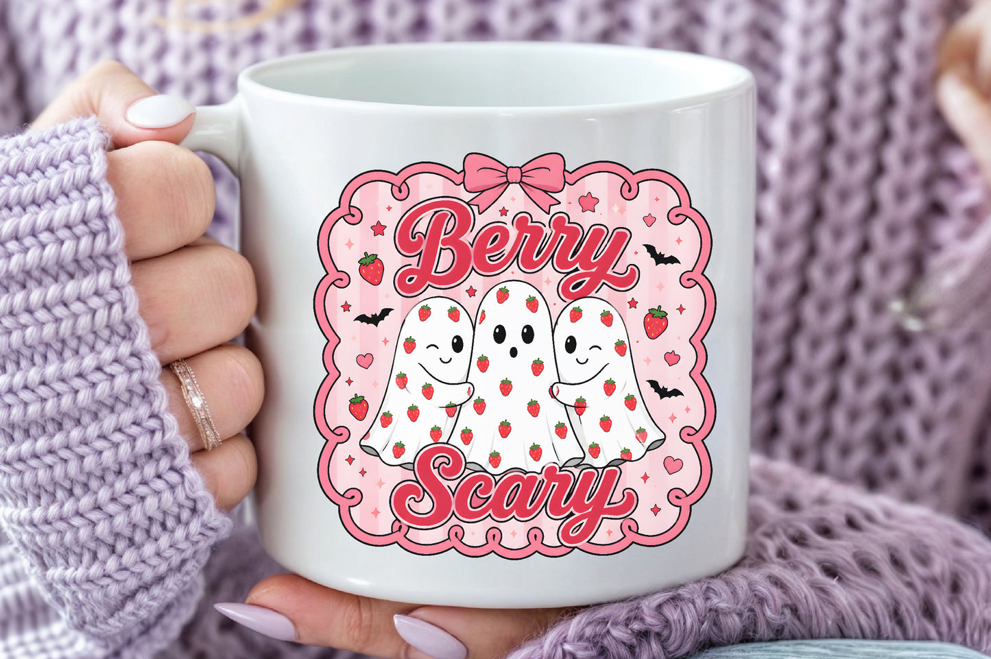 Berry Scary PNG Cute Strawberry Ghost Halloween Sublimation Design