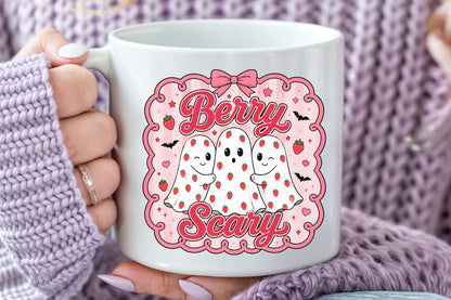 Berry Scary PNG Cute Strawberry Ghost Halloween Sublimation Design
