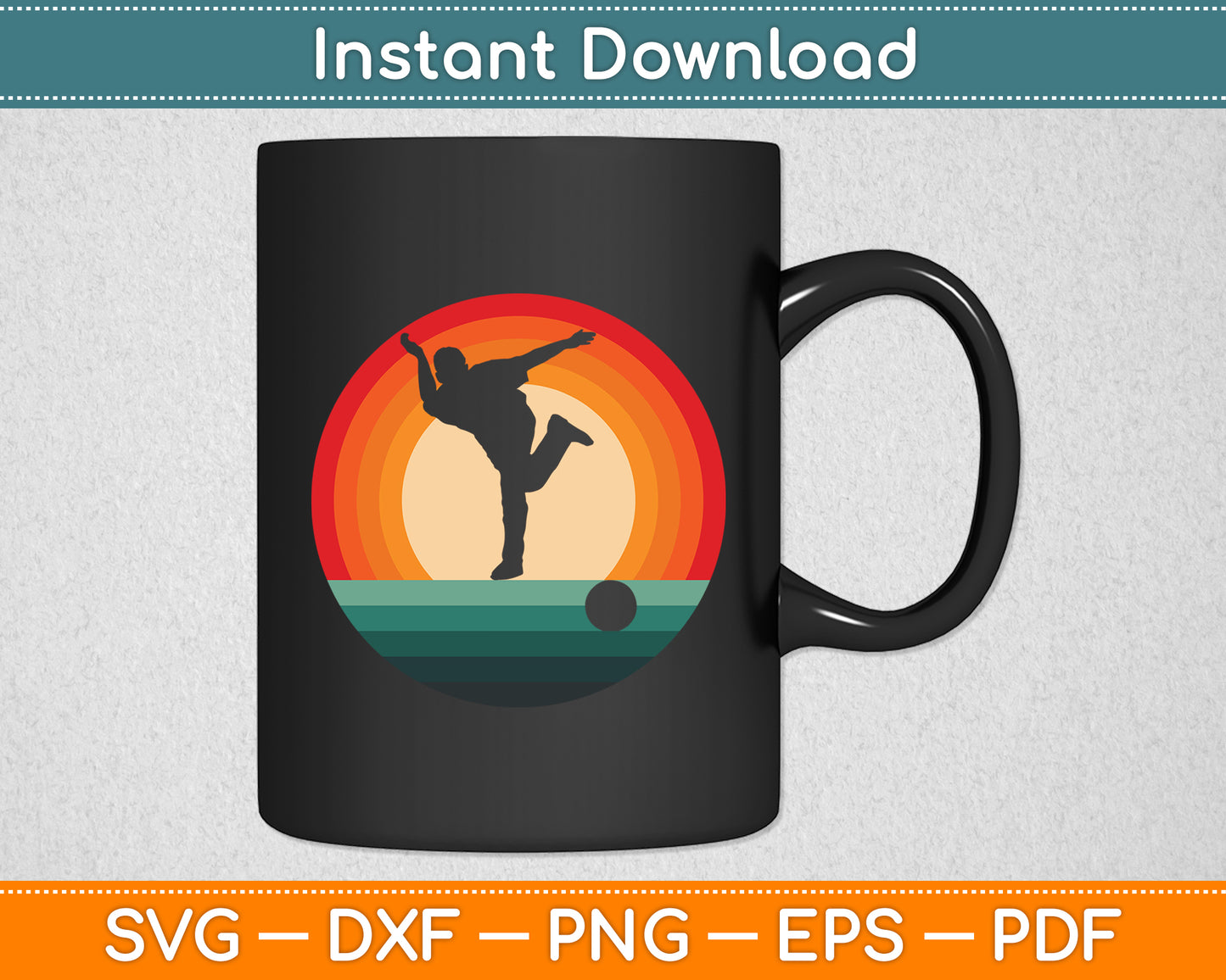 Retro Bowling Vintage Style Sport Svg Png Dxf Digital Cutting File